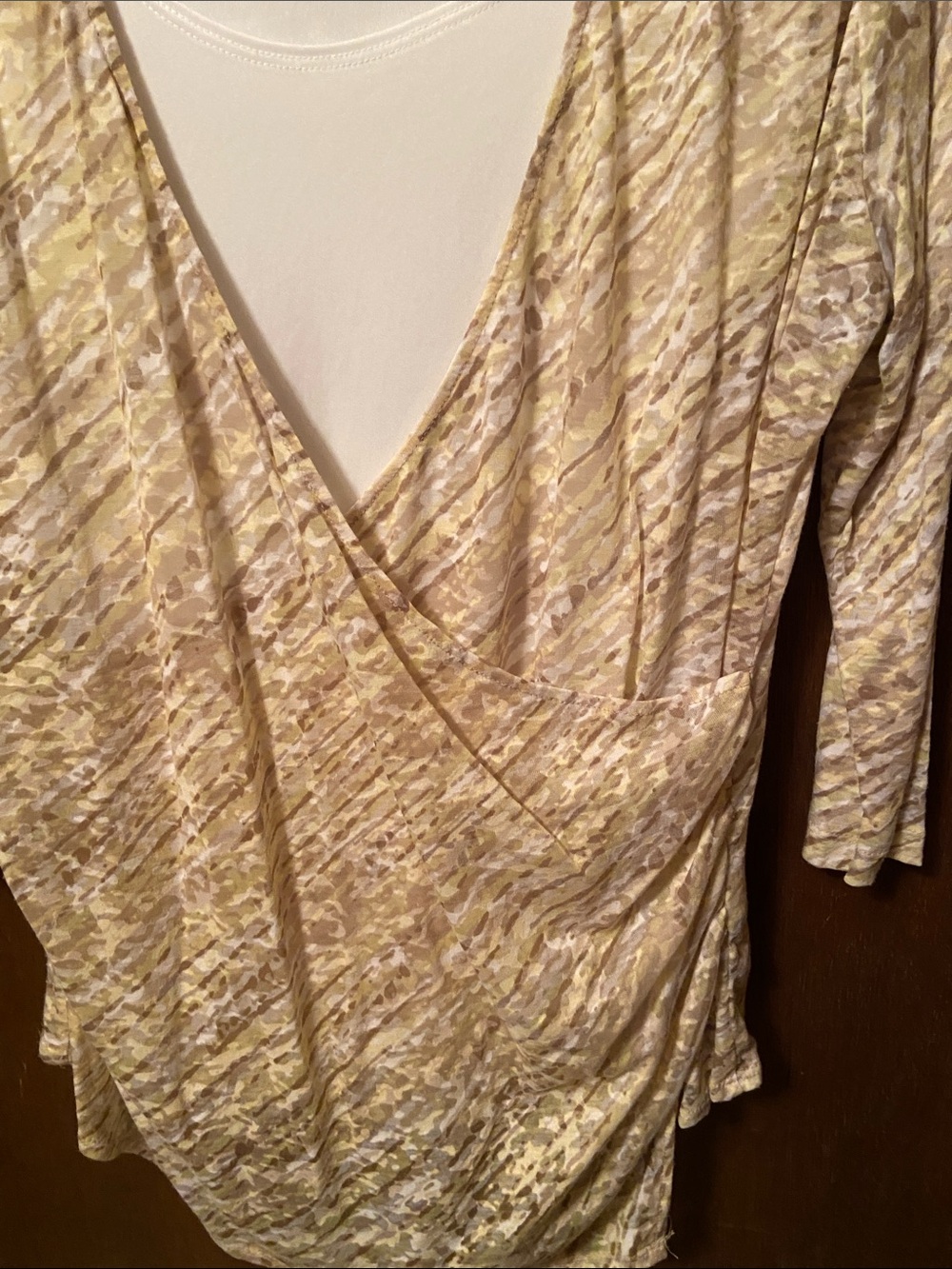 Ruby Rd. Cream & Tan Faux-Layer Surplice Tunic - Picture 3 of 3